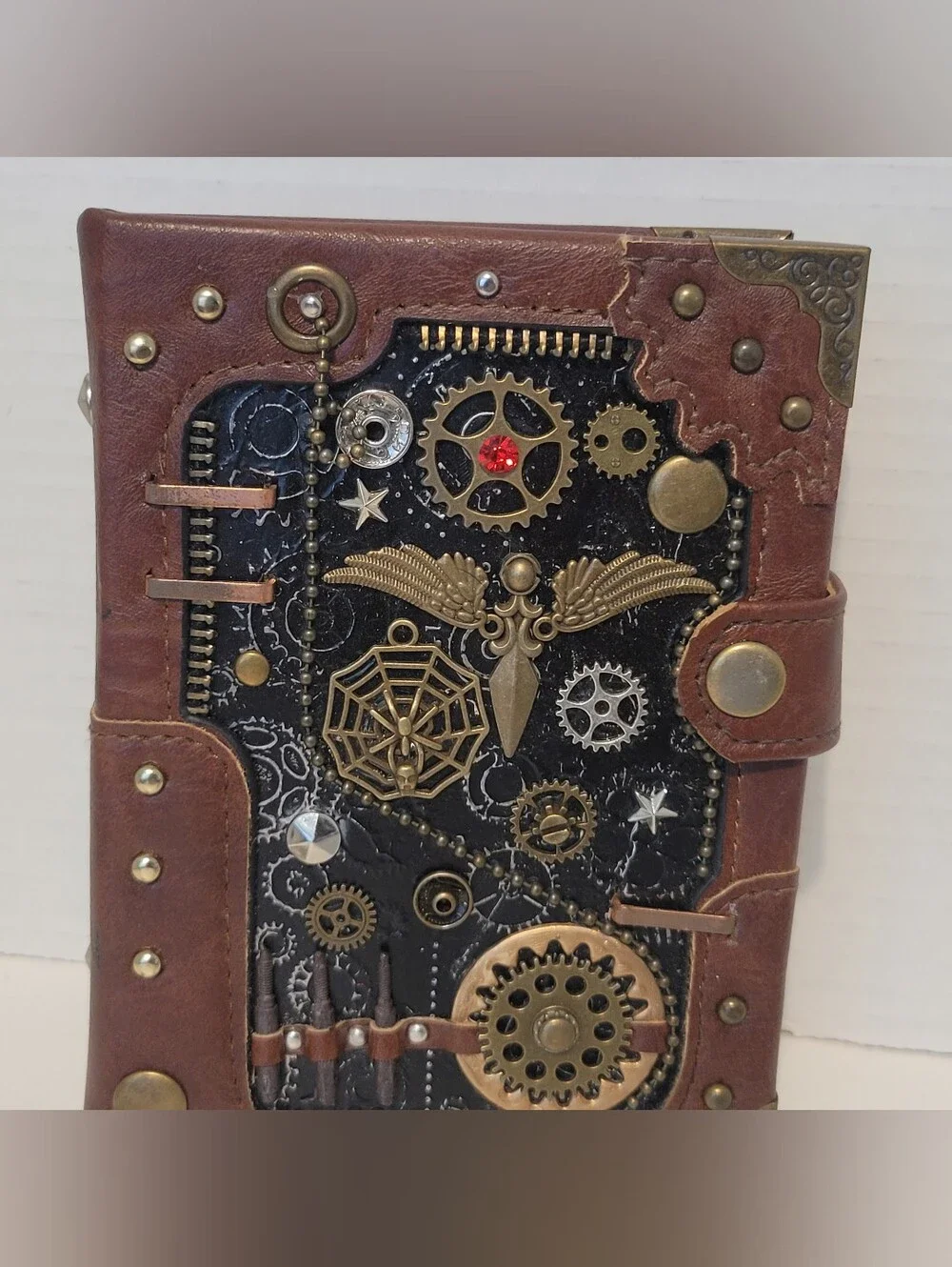 Handmade Steampunk Notebook Leather Journal with bookmark